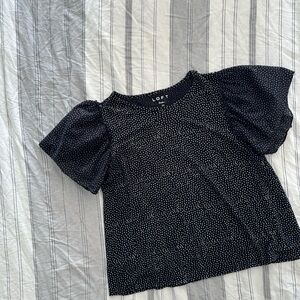 Navy Blue White Polka Dot Shirt